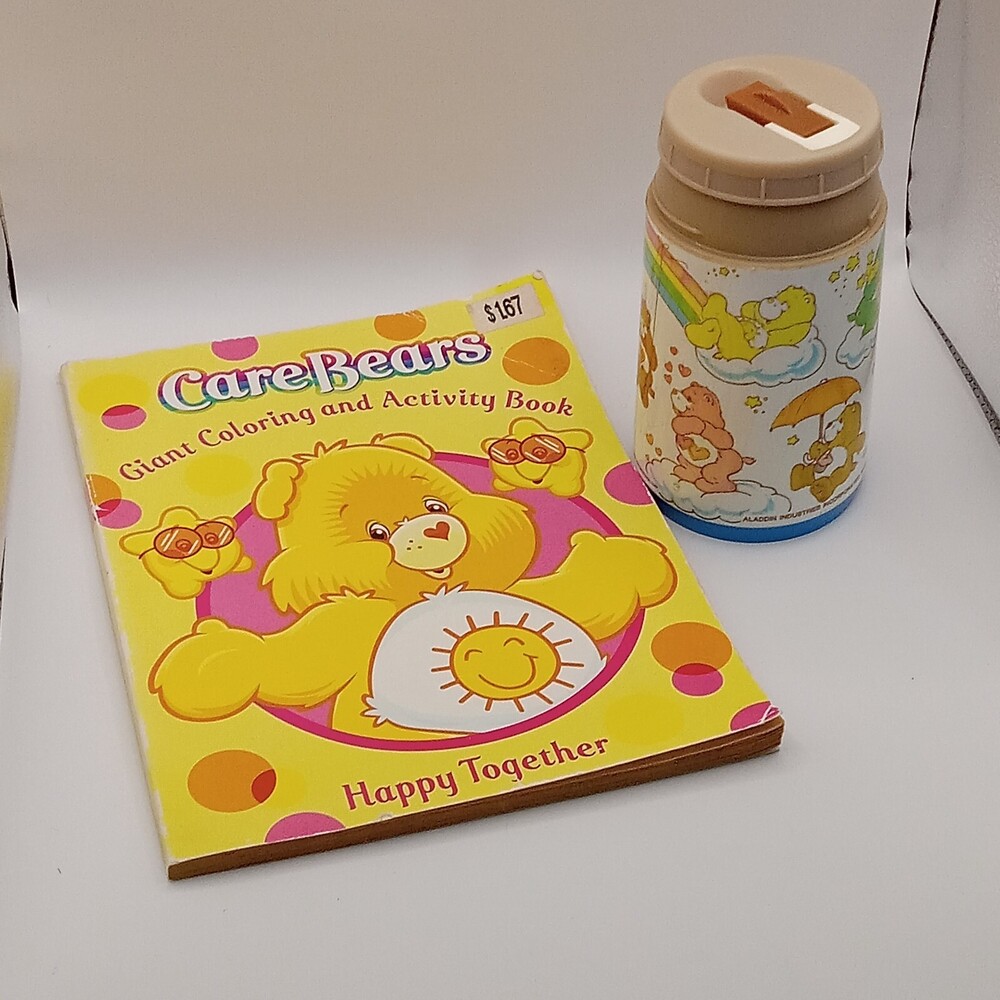CARE BEARS Happy Together 2005 Coloring Book & THERMOS No Cup
